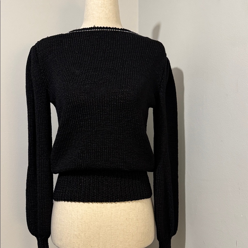 Elegant Rhinestone Web Sweater